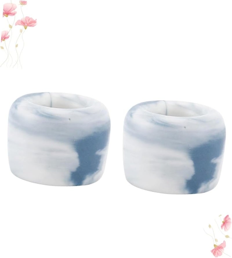 Blue Marble Grain Ceramic Toothbrush Holder Stand With Thickened Ring Design For Bathroom Kitchen Storage - Image 5